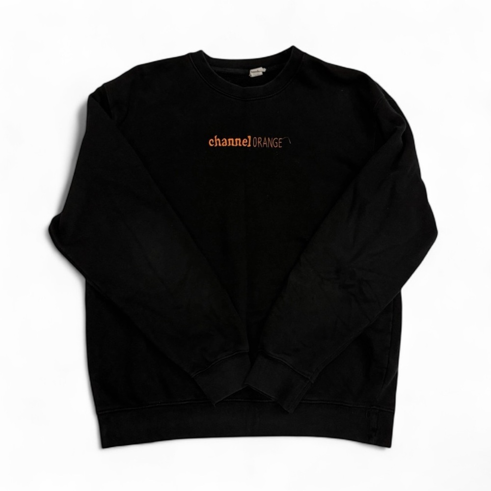Channel Orange Frank Ocean Custom Embroidered Logo Black Crewneck Sweater
